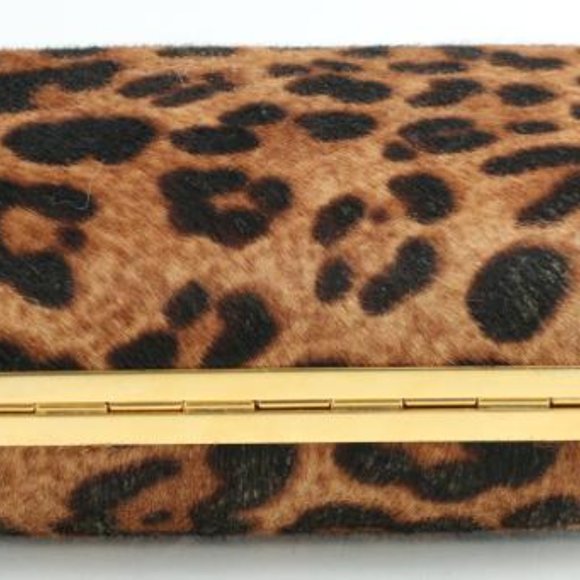 Alexander McQueen Box Leopard Print Calf Hair Skull Multicolor Leather Clutch - Picture 6 of 11